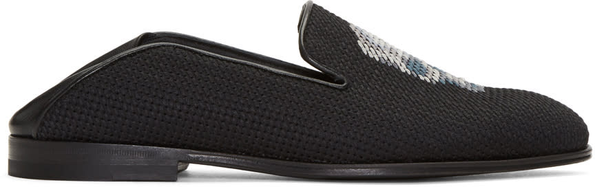 Alexander Mcqueen Black Skull Fold Over Loafers
