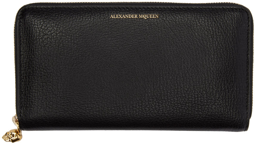 Alexander Mcqueen Black Skull Zip Wallet
