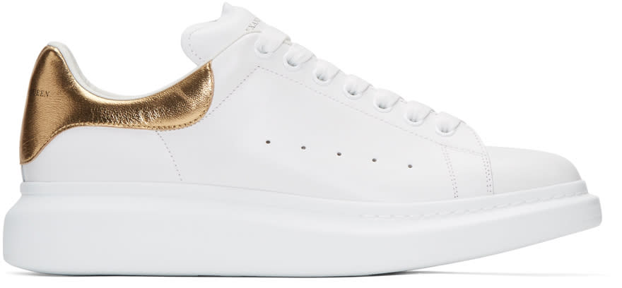 Alexander Mcqueen White and Gold Oversized Sneakers