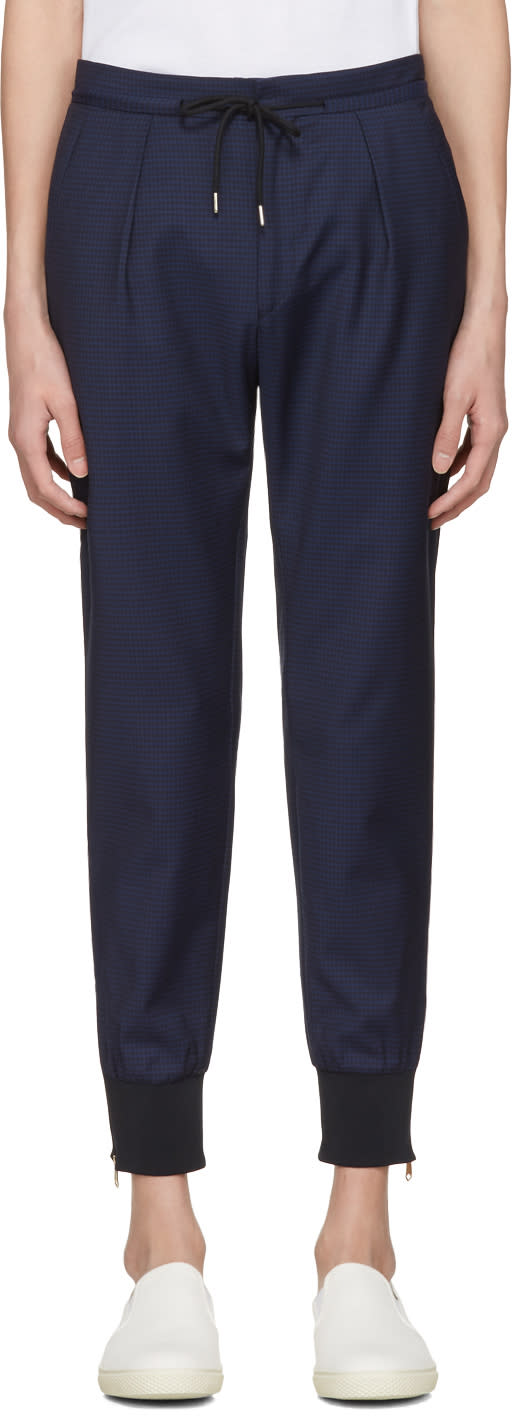 Paul Smith Navy Check Zip Trousers