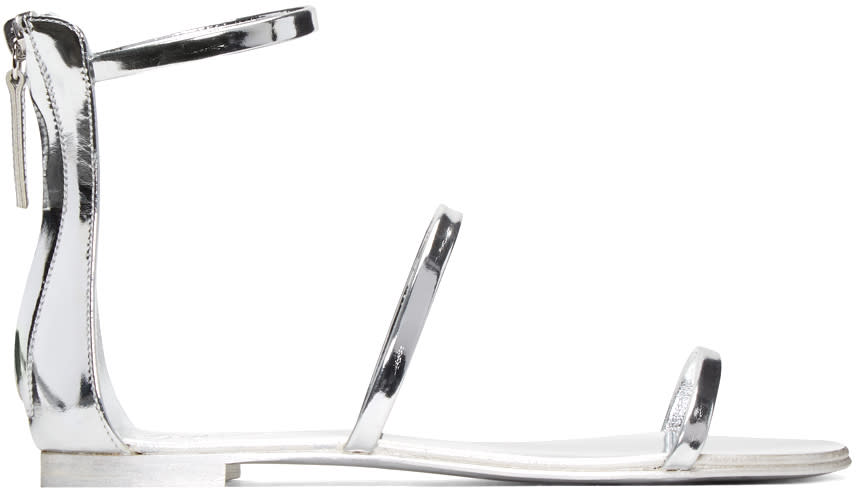 Giuseppe Zanotti Silver Patent Roll Sandals