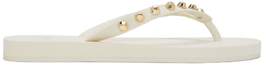 Giuseppe Zanotti White Studded Hollywood Sandals