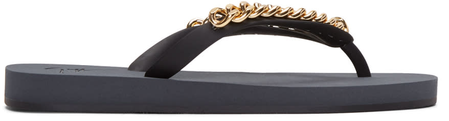 Giuseppe Zanotti Black Chain Hollywood Sandals