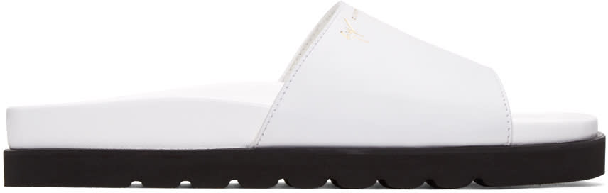 Giuseppe Zanotti White Leather Slide Sandals