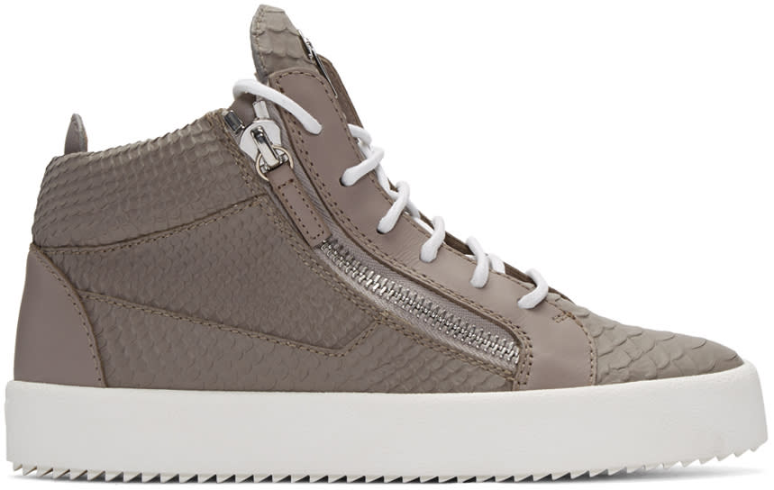 Giuseppe Zanotti Grey Python-embossed London High-top Sneakers