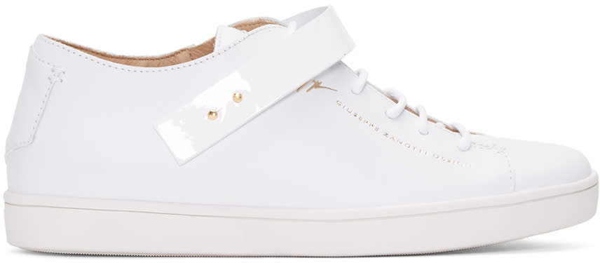 Giuseppe Zanotti White Leather Strap Sneakers