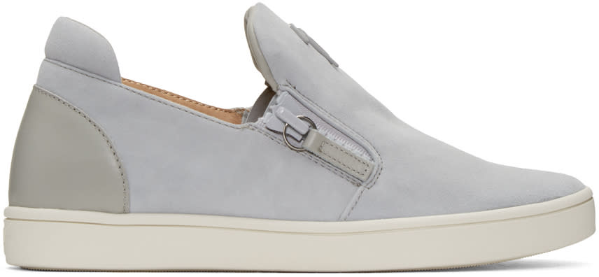 Giuseppe Zanotti Grey Suede London Slip-on Sneakers