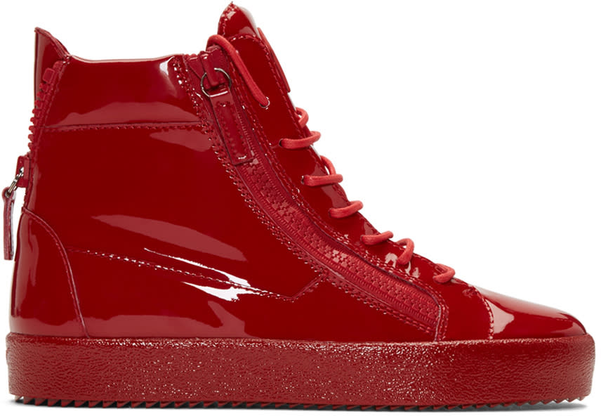 Giuseppe Zanotti Red Patent London High-top Sneakers