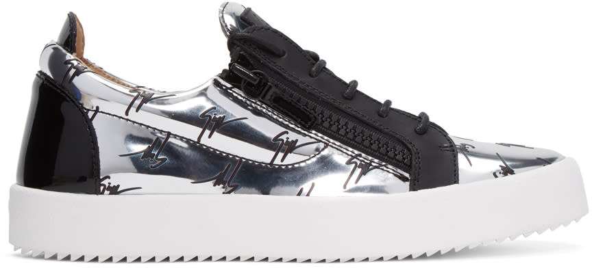 Giuseppe Zanotti Silver Logo May London Sneakers