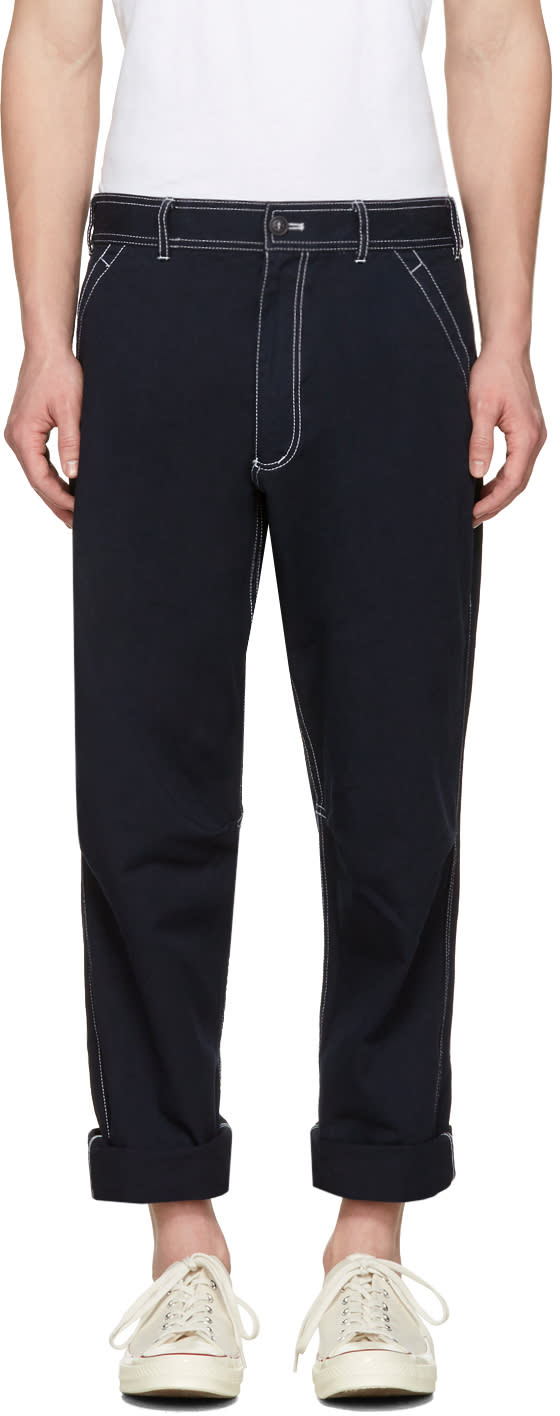 Comme Des Garcons Shirt Navy Workstitch Trousers