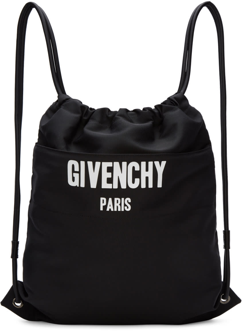 Givenchy ブラック ロゴ ドローストリング バックパック