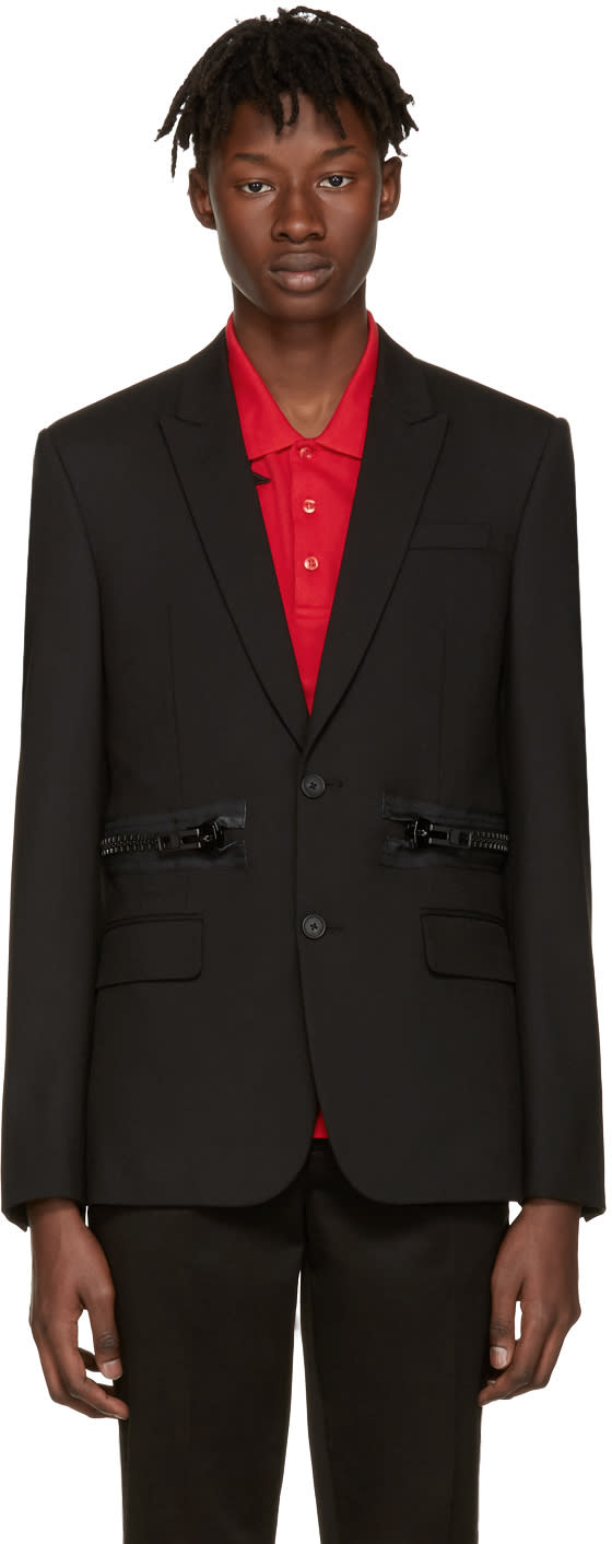 Givenchy Black Waist Zipper Blazer