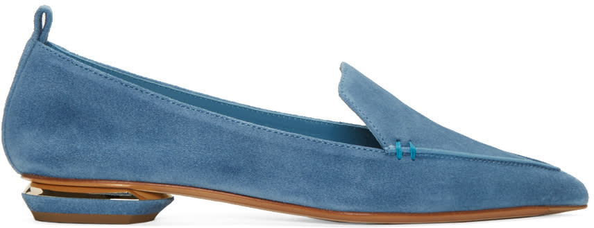 Nicholas Kirkwood Blue Suede Beya Loafers