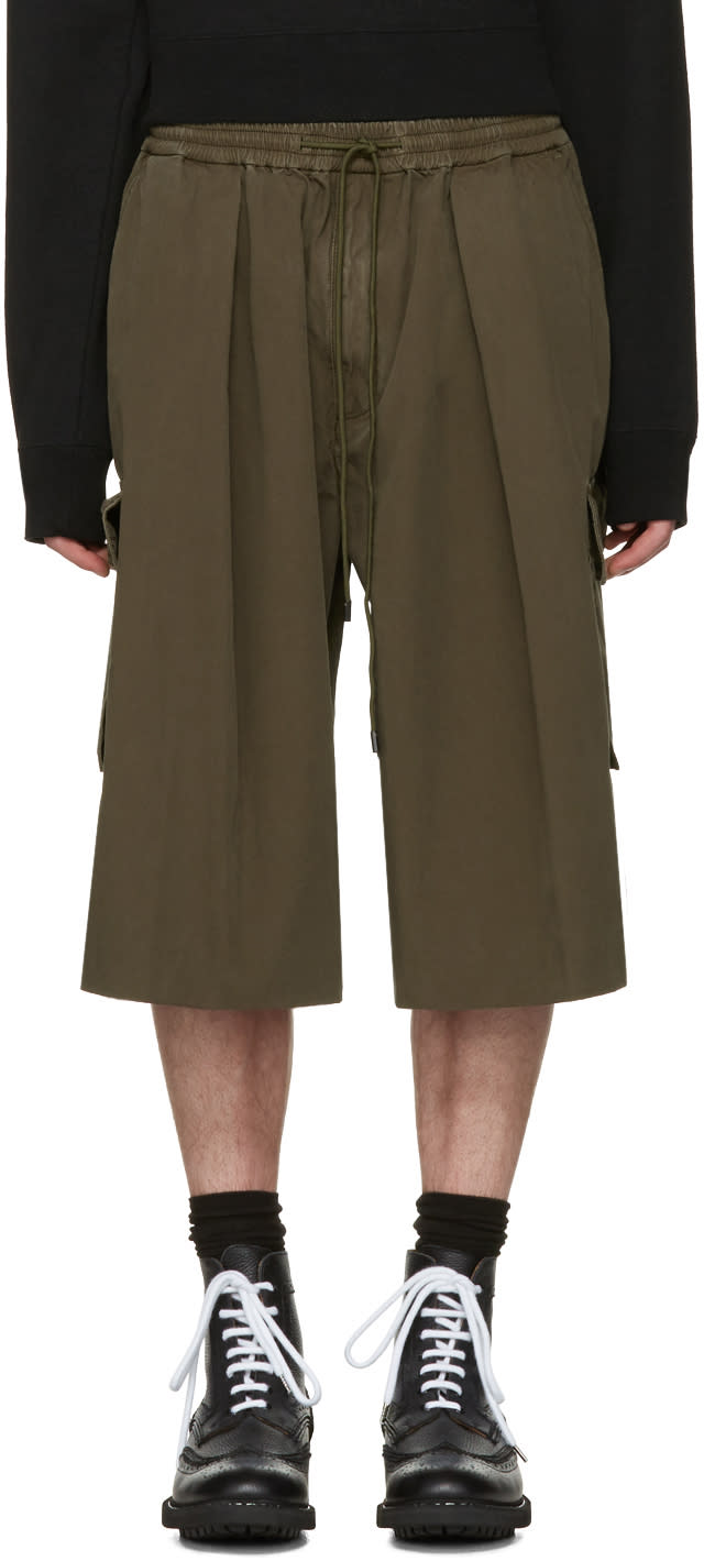 Juun.j Khaki Drawstring Cargo Shorts