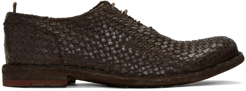 Officine Creative Brown Basket Weave Ideal 23 Derbys