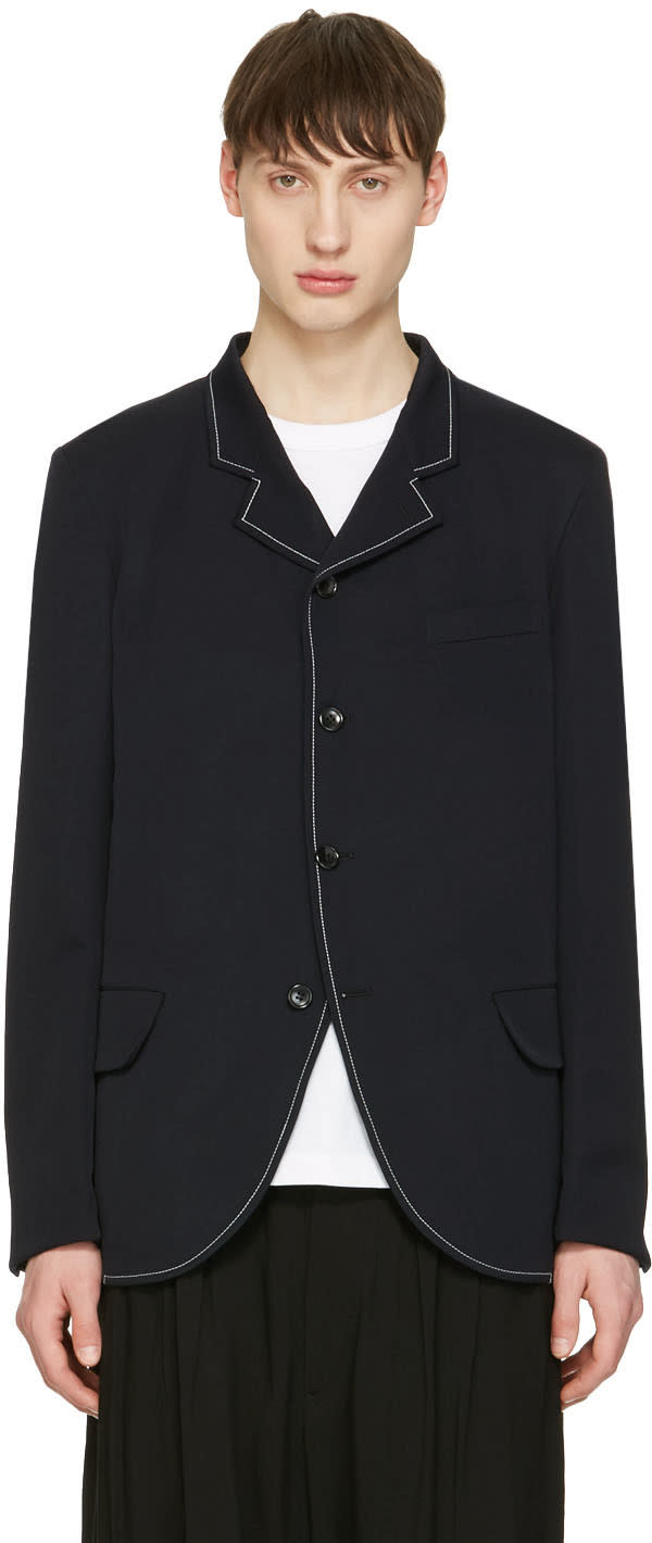 Comme Des Garcons Homme Plus Navy Contrast Stitch Blazer