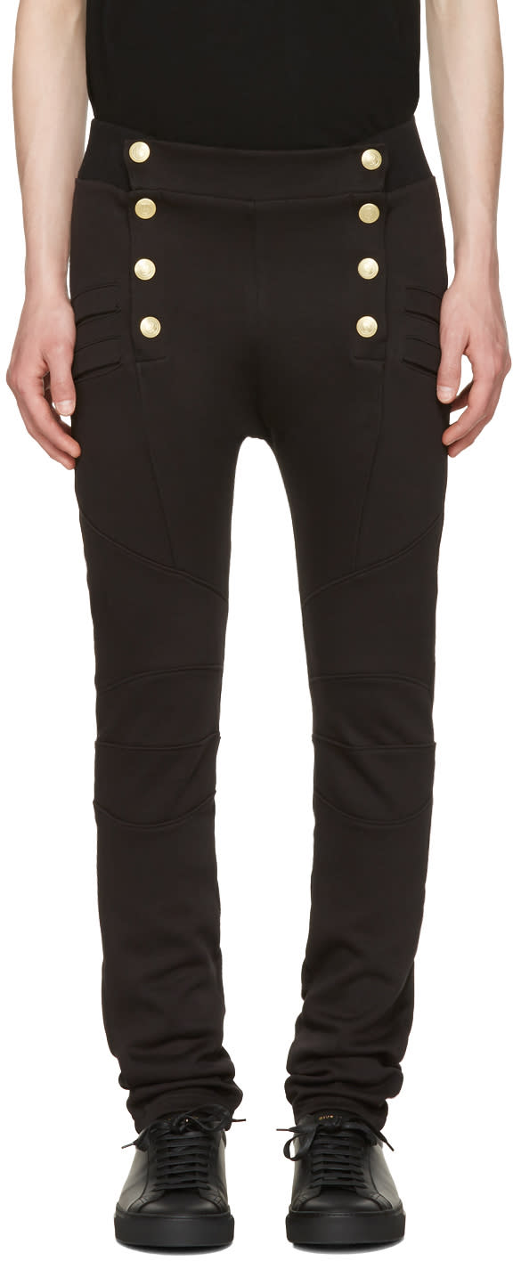 Pierre Balmain Black Buttoned Lounge Pants