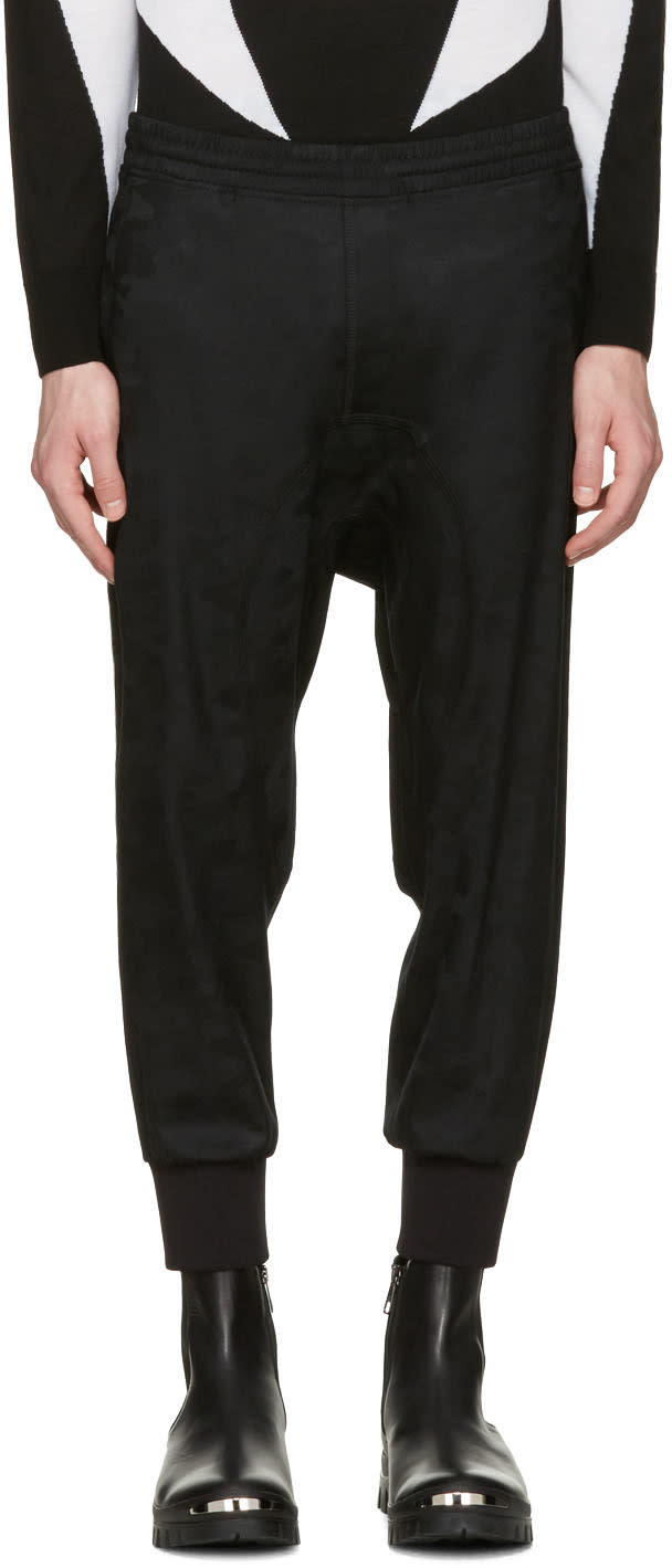 Neil Barrett Black Wool Camo Slouch Trousers