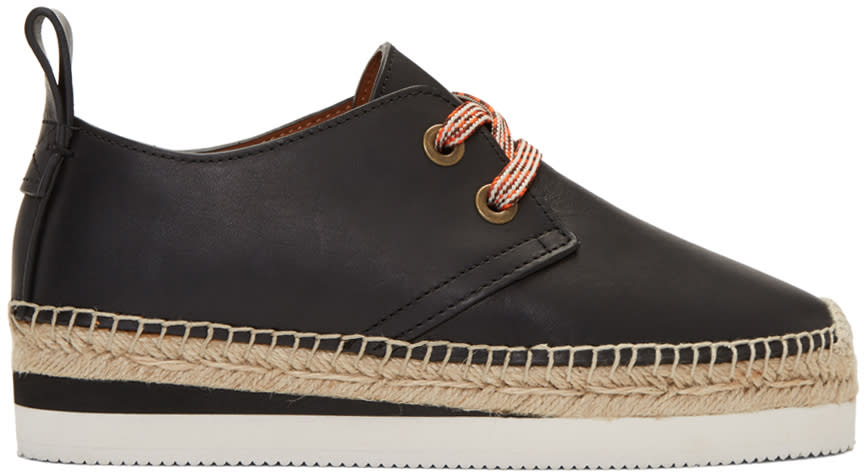 See By Chloe Black Leather Glyn Espadrilles
