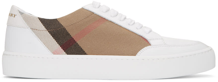Burberry White Salmond Check Sneakers