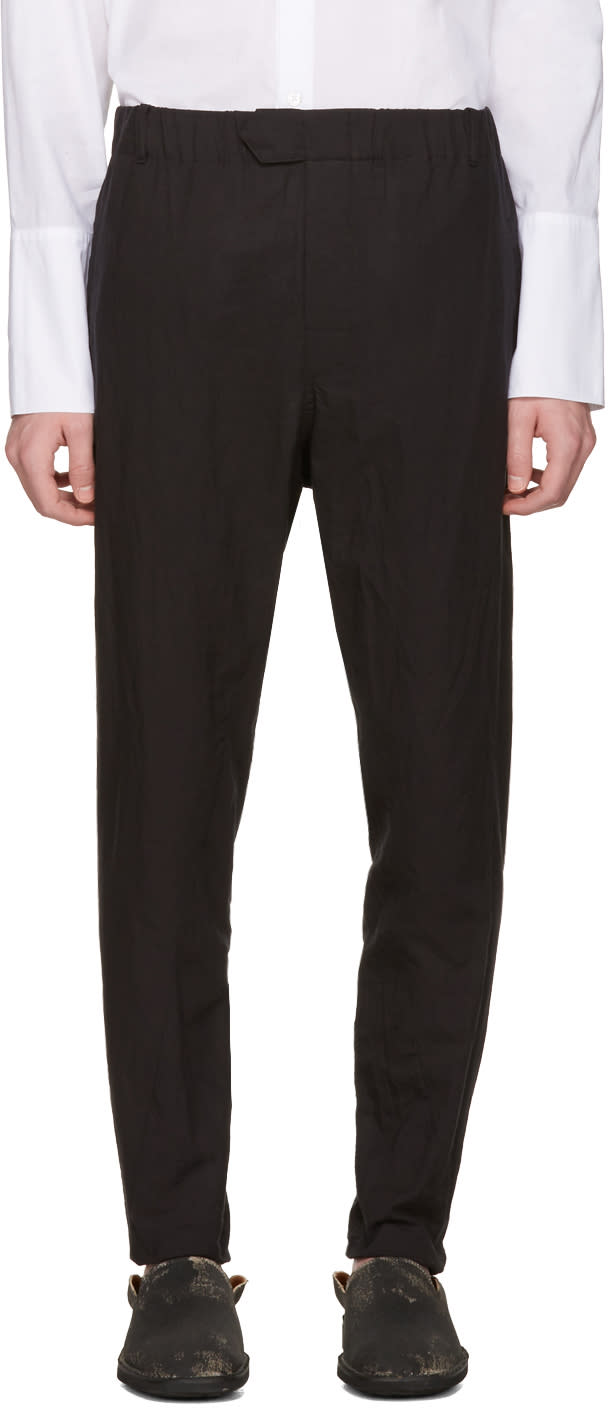Ann Demeulemeester Black Elasticized Waistband Trousers