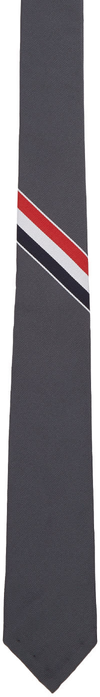 Thom Browne Grey Classic Stripe Tie