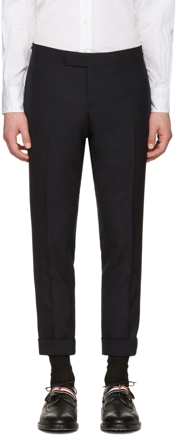 Thom Browne Navy Low-rise Skinny Side Tab Trousers