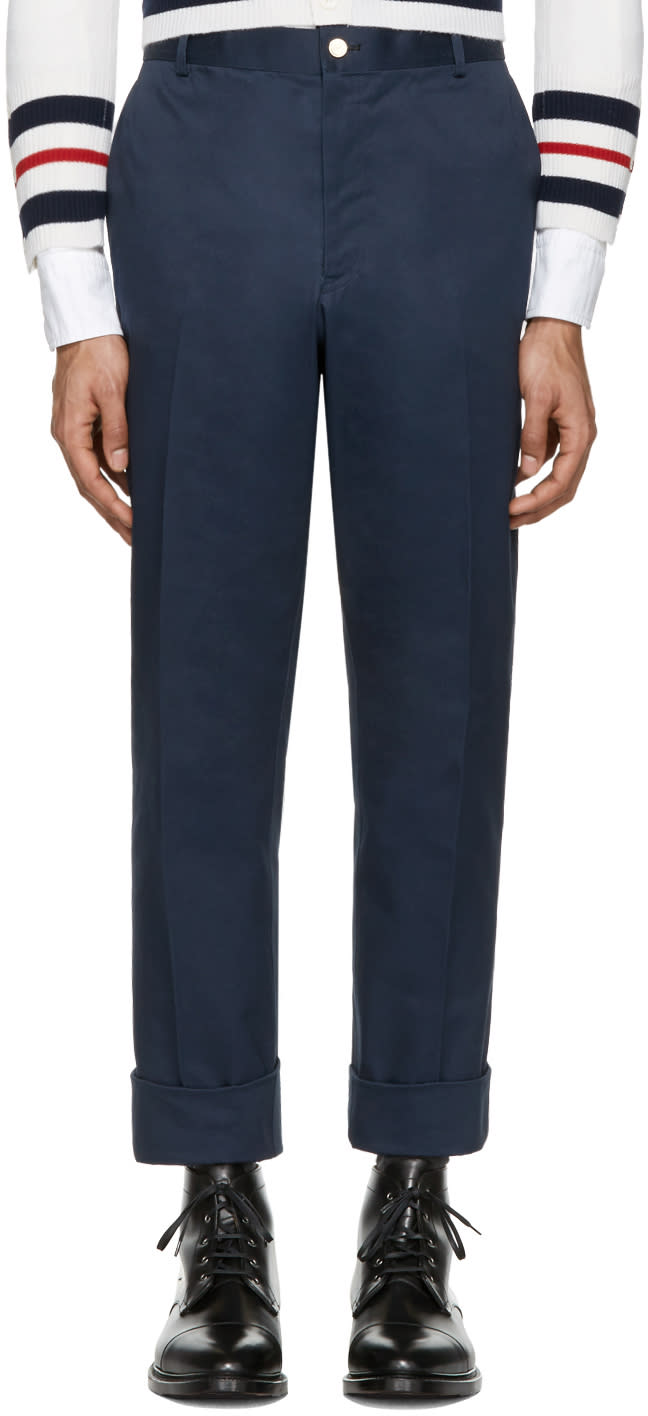 Thom Browne Navy Twill Classic Chino Trousers