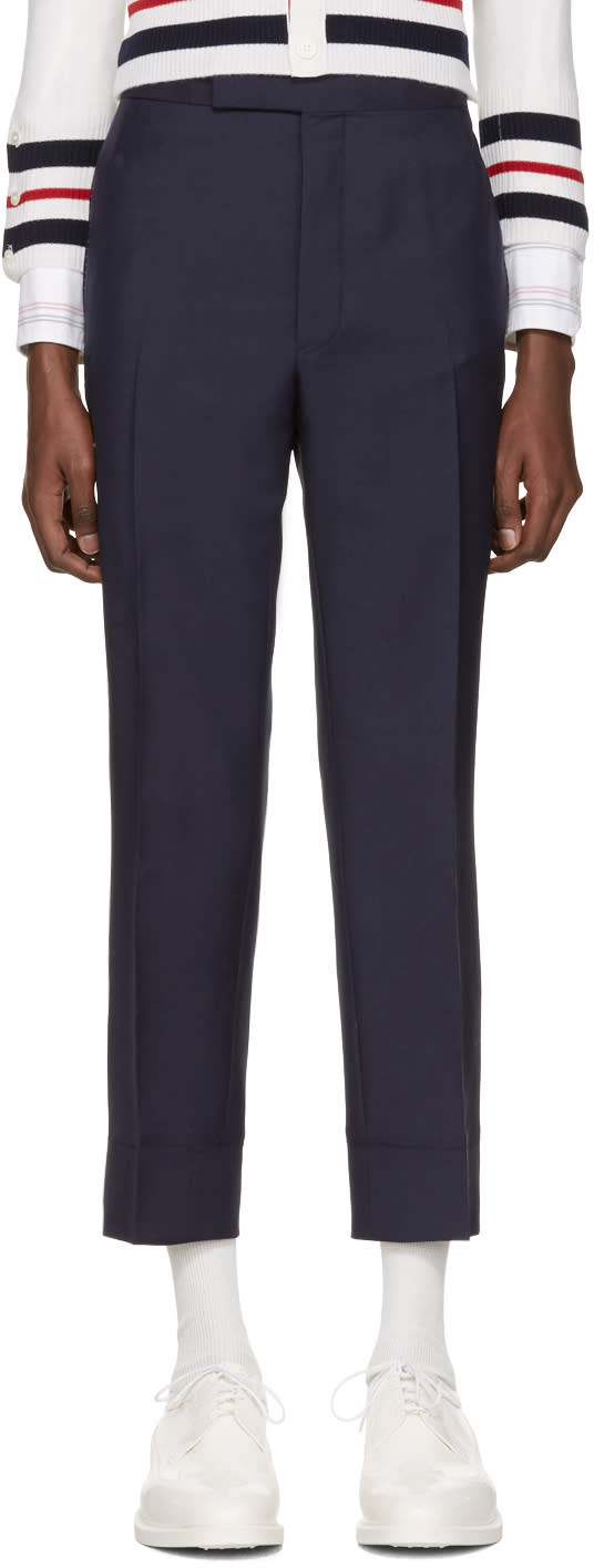 Thom Browne Navy Classic Trompe Loeil Backstrap Trousers