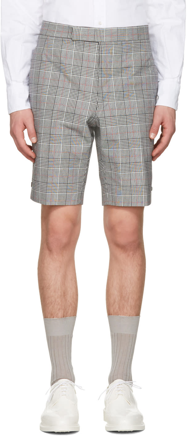 Thom Browne Black and White Gingham Classic Backstrap Shorts