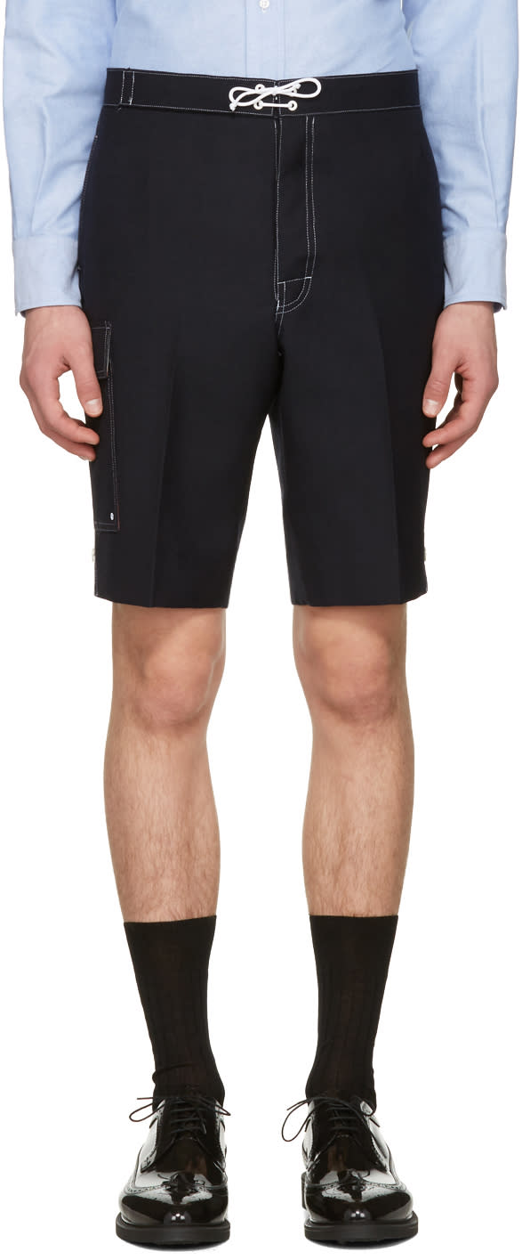 Thom Browne Navy Constructed Square Pocket Shorts