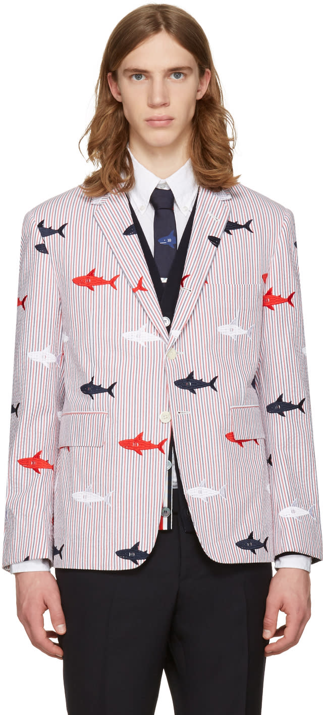 Thom Browne Tricolor Allover Shark Classic Blazer