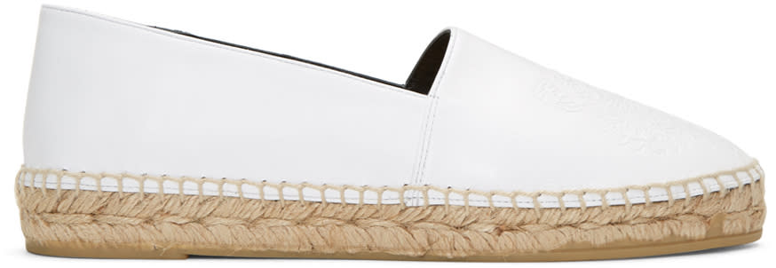 Kenzo White Leather Tiger Espadrilles