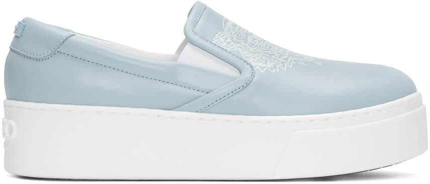 Kenzo Blue Leather Tiger Sneakers