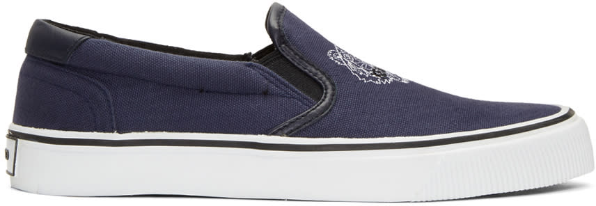 Kenzo Blue Tiger Slip-on Sneakers