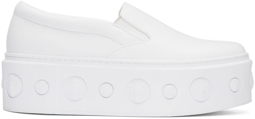 Versus White Lion Slip-on Platform Sneakers