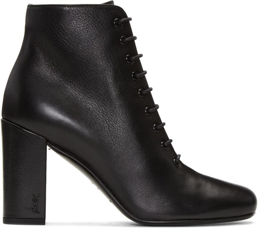 Saint Laurent Black Lace-up Babies Boots