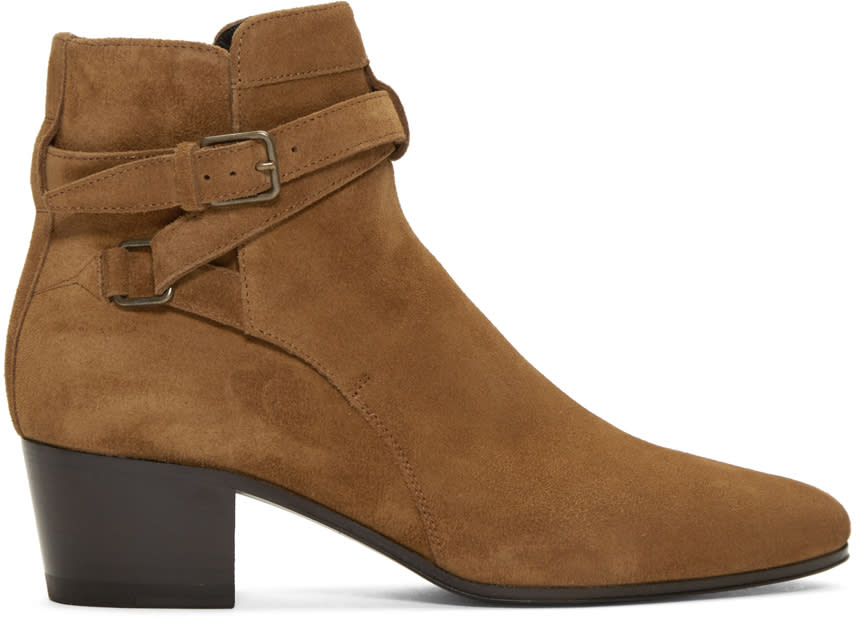 Saint Laurent Tan Suede Blake Jodhpur Boots