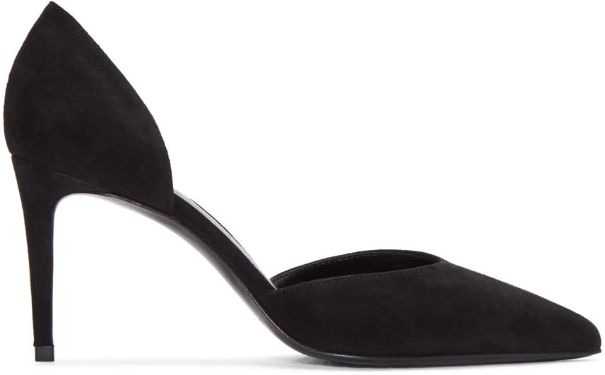 Saint Laurent Black Suede Paris Skinny Dorsay Heels