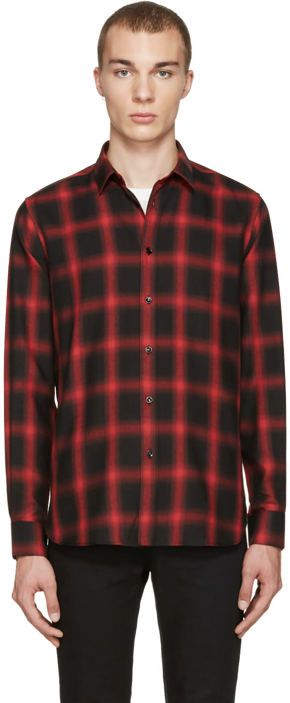 Saint Laurent Black and Red Check Shirt