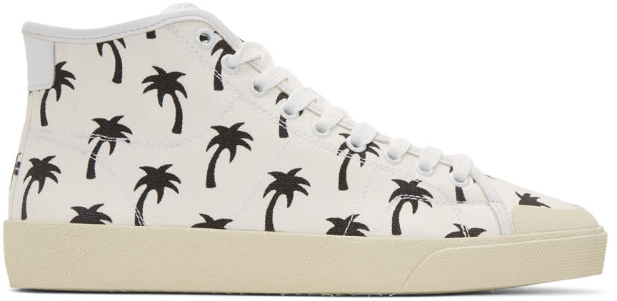 Saint Laurent White Palm Trees Sl-37 Surf Court Classic Mid-top Sneakers