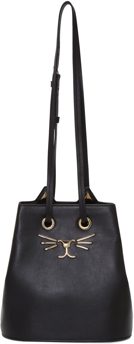 Charlotte Olympia Black Feline Bucket Bag