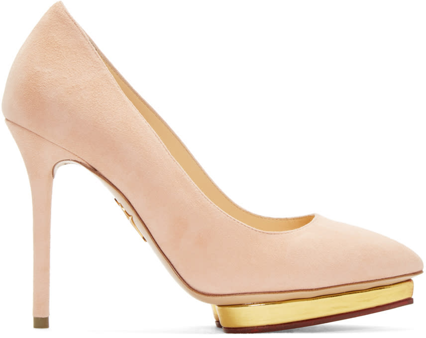 Charlotte Olympia Pink Suede Debbie Heels