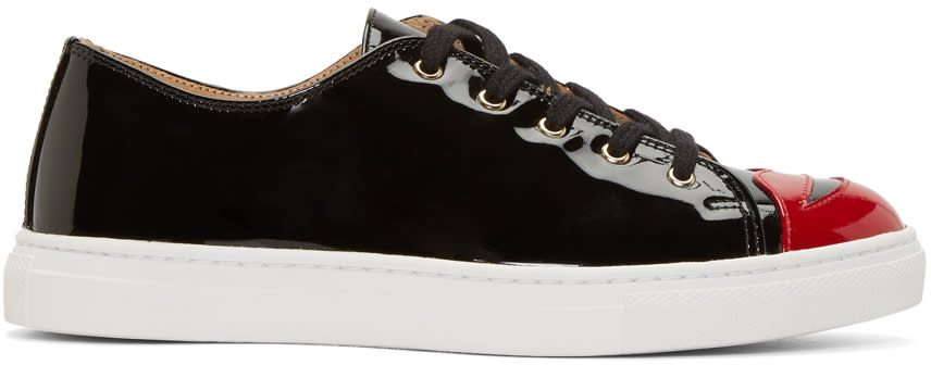 Charlotte Olympia Black Patent Kiss Me Sneakers