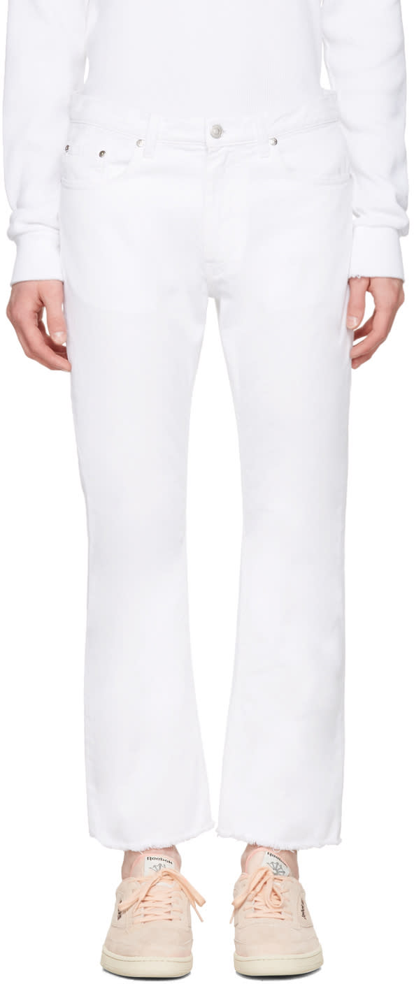 Msgm White Raw Hem Jeans