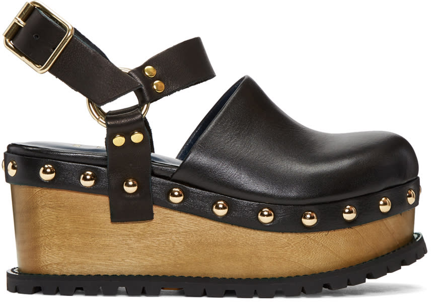 Sacai Black Clog Sandals