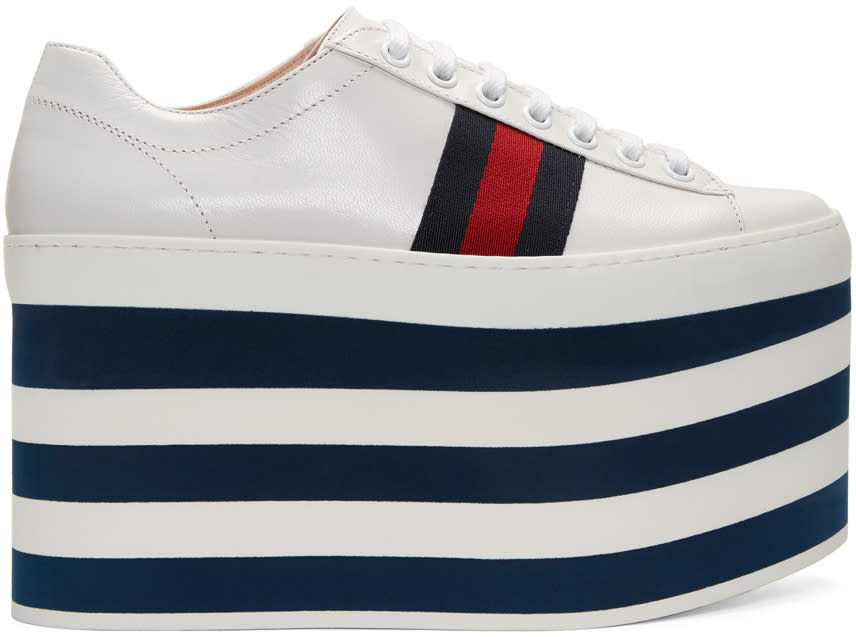 Gucci White Peggy High Platform Sneakers