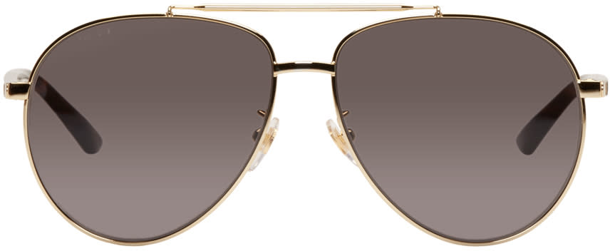 Gucci Gold Retro Aviator Sunglasses