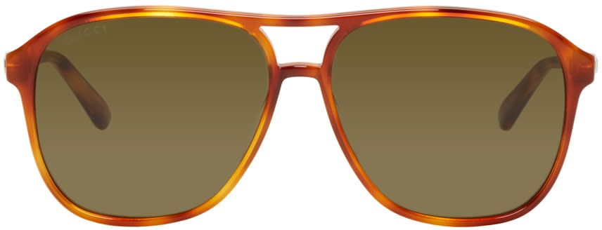 Gucci Tortoiseshell Retro Aviator Sunglasses