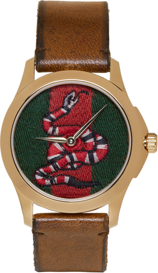 Gucci Gold Medium G-timeless Snake Watch